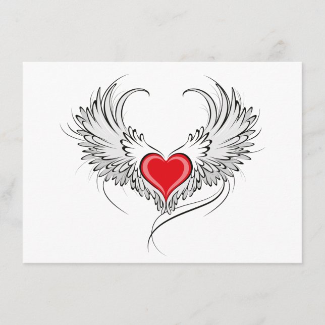 Red Angel Heart mit Flügeln Menükarte (Vorderseite)