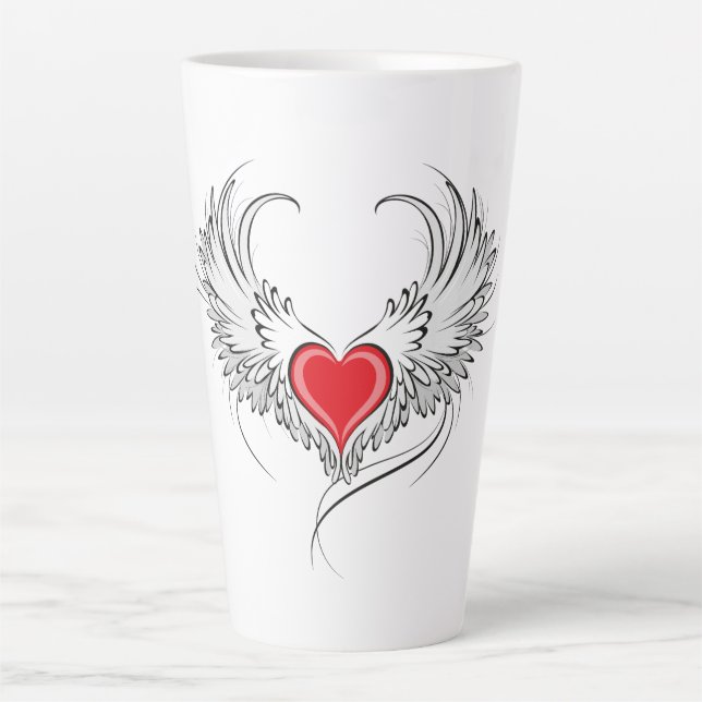 Red Angel Heart mit Flügeln Milchtasse (Vorderseite)