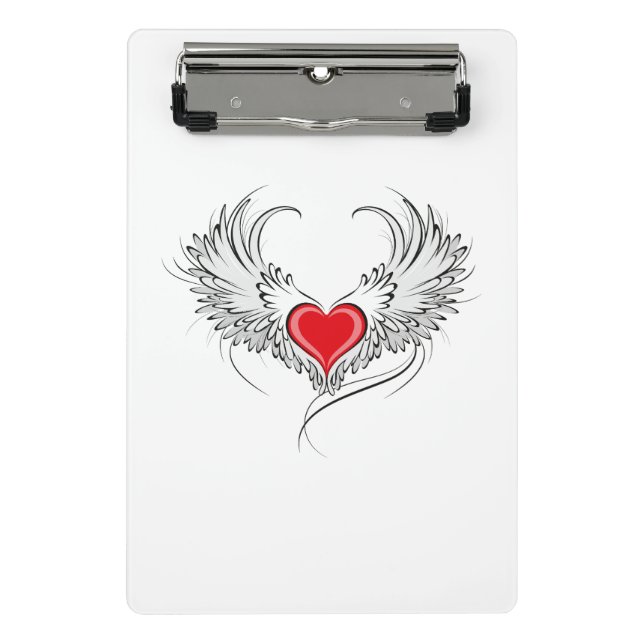 Red Angel Heart mit Flügeln Mini Klemmbrett (Vorderseite)