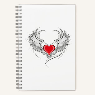Red Angel Heart mit Flügeln Notizbuch