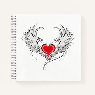 Red Angel Heart mit Flügeln Notizbuch