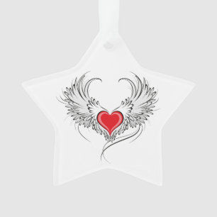 Red Angel Heart mit Flügeln Ornament