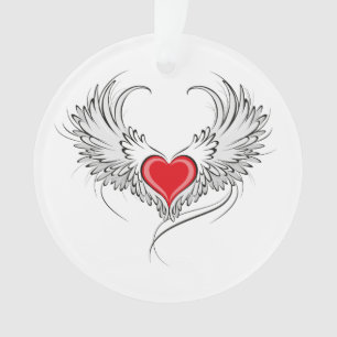 Red Angel Heart mit Flügeln Ornament