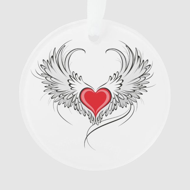 Red Angel Heart mit Flügeln Ornament (Vorderseite)