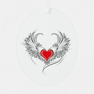 Red Angel Heart mit Flügeln Ornament Aus Metall