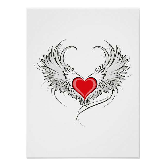 Red Angel Heart mit Flügeln Poster (Vorderseite)