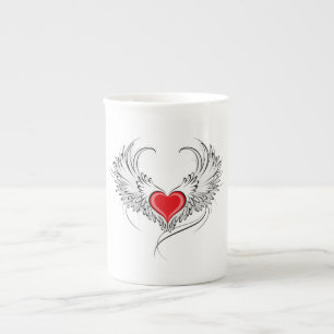 Red Angel Heart mit Flügeln Prozellantasse