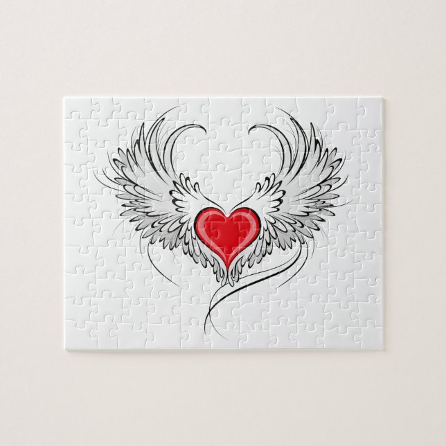 Red Angel Heart mit Flügeln Puzzle (Horizontal)