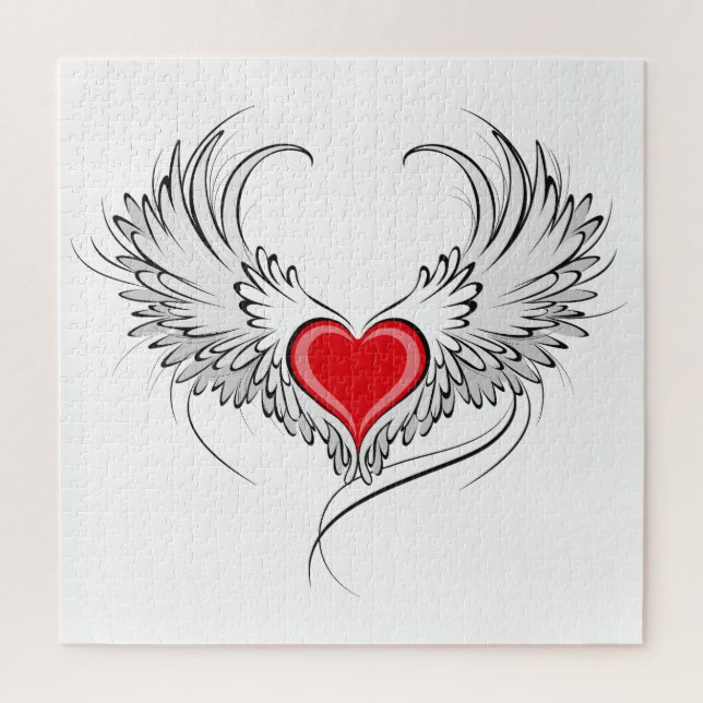 Red Angel Heart mit Flügeln Puzzle (Vertikal)