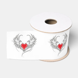 Red Angel Heart mit Flügeln Ripsband