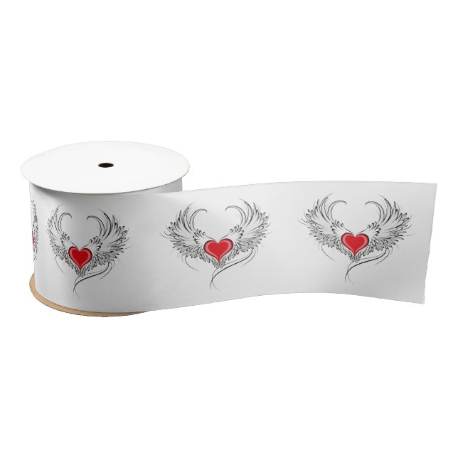 Red Angel Heart mit Flügeln Satinband (Spule)