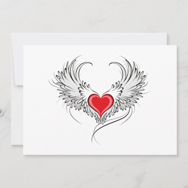 Red Angel Heart mit Flügeln Save The Date (Vorderseite)