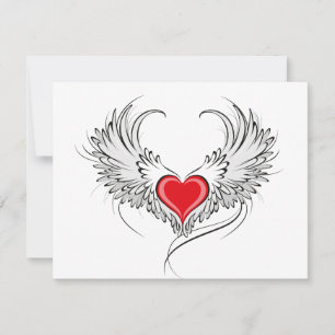 Red Angel Heart mit Flügeln Save The Date
