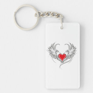 Red Angel Heart mit Flügeln Schlüsselanhänger