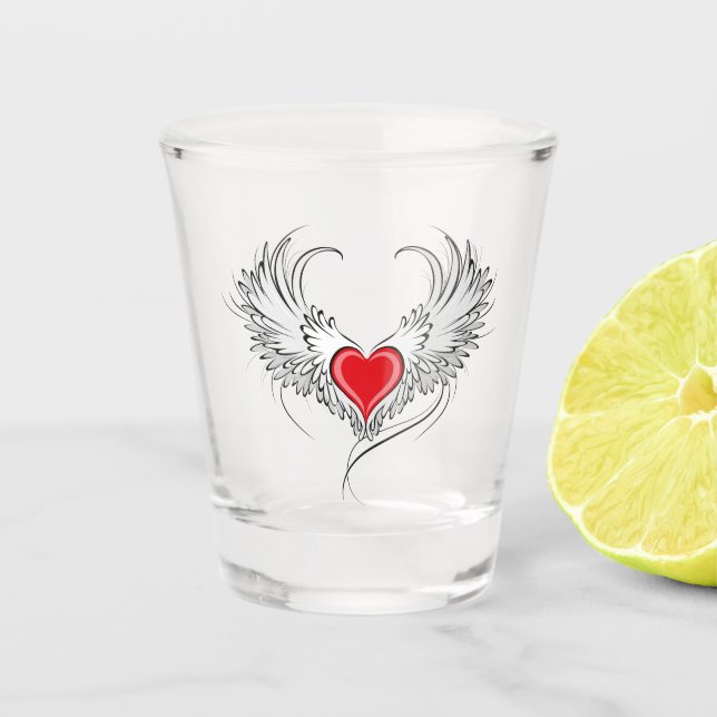 Red Angel Heart mit Flügeln Schnapsglas (Vorderseite)