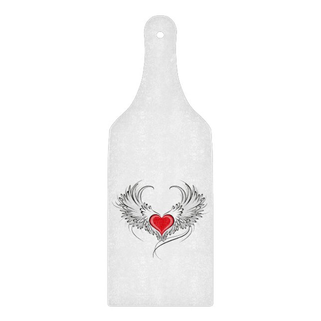 Red Angel Heart mit Flügeln Schneidebrett (Vorderseite)