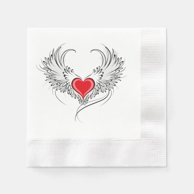 Red Angel Heart mit Flügeln Serviette (Vorderseite)
