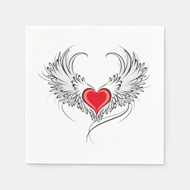 Red Angel Heart mit Flügeln Serviette (Vorderseite)