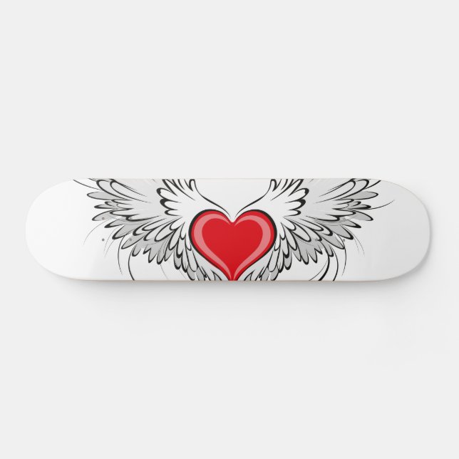 Red Angel Heart mit Flügeln Skateboard (Horizontal)
