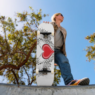 Red Angel Heart mit Flügeln Skateboard