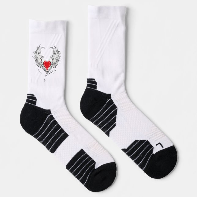 Red Angel Heart mit Flügeln Socken (Rechts)
