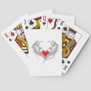 Red Angel Heart mit Flügeln Spielkarten