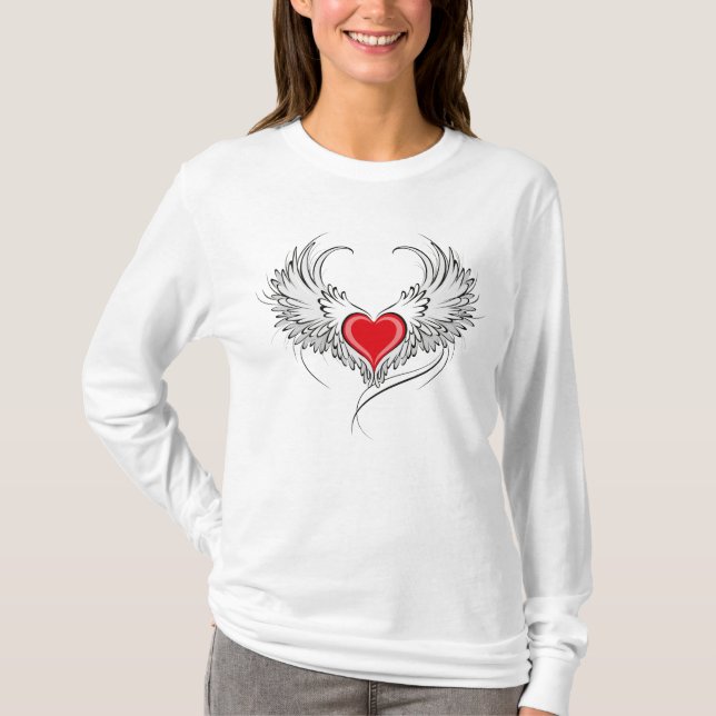 Red Angel Heart mit Flügeln T-Shirt (Vorderseite)