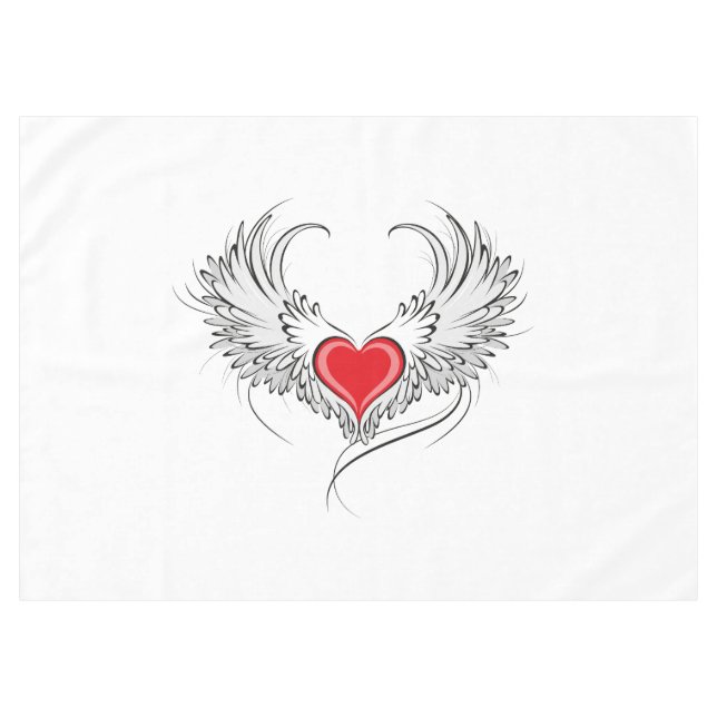 Red Angel Heart mit Flügeln Tischdecke (Vorderseite (Horizontal))