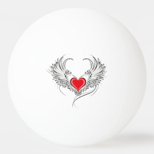 Red Angel Heart mit Flügeln Tischtennisball