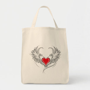 Red Angel Heart mit Flügeln Tragetasche