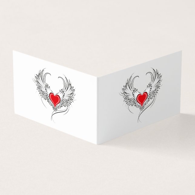Red Angel Heart mit Flügeln Visitenkarten (Vorderseite)