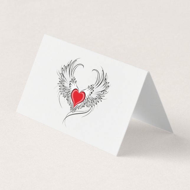 Red Angel Heart mit Flügeln Visitenkarten (Vorderseite)