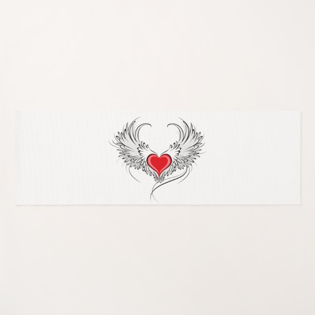 Red Angel Heart mit Flügeln Yogamatte (Vorderseite (Horizontal))