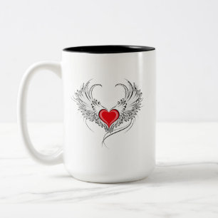 Red Angel Heart mit Flügeln Zweifarbige Tasse