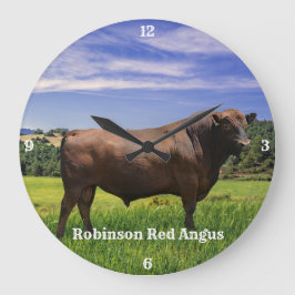 Red Angus Bull Große Wanduhr