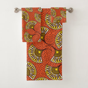 Red Ankara Fan Motif Handtuch Set
