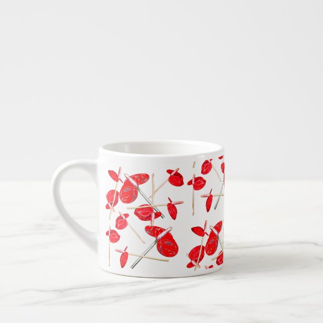 Red Anthurium Blume Muster Coffee Tasse Cup (Links)
