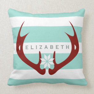Red Antlers Snowflake 2 - Blue Kissen