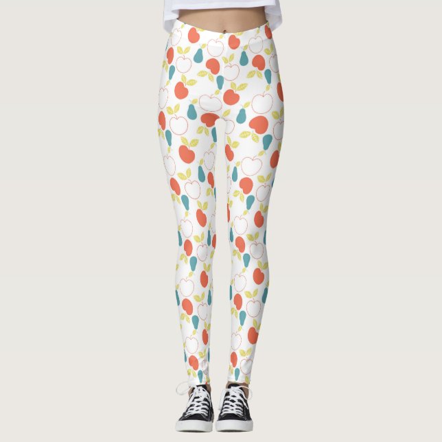 Red Äpfel & Blue Birnen Muster Leggings (Vorderseite)