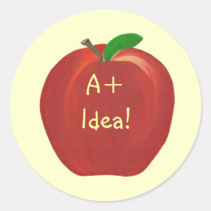 Red Apple, A+ Ideenaufkleber für Lehrer Runder Aufkleber