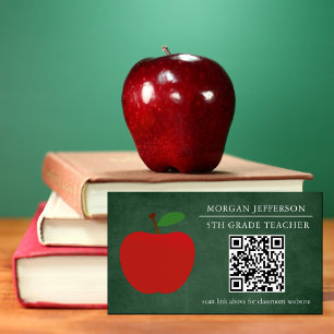 Red Apple Chalkboard QR-Code für Schullehrer Magnetische Visitenkarte