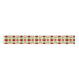 Red Apple Checkered Cute Fall Teacher Gift Wrappin Satinband