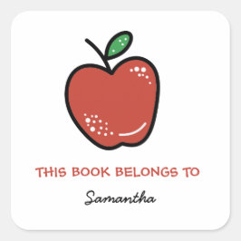 Red Apple Dieses Buch gehört zu Buchzeichen Quadratischer Aufkleber