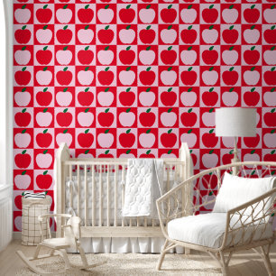 Red Apple Fruit Pattern Kids Kinderzimmer Room Tapete