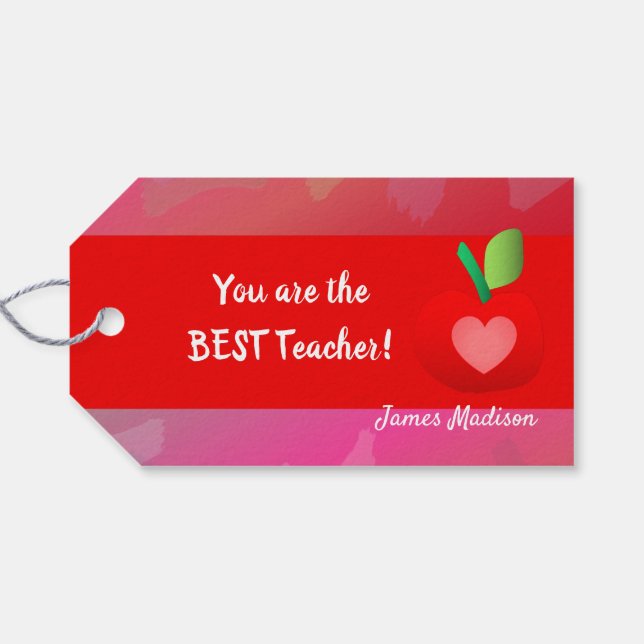 Red Apple Geschenkmarke für Lehrer Geschenkanhänger (Rückseite Horizontal)