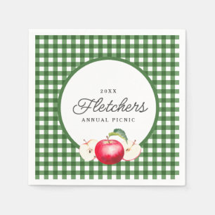Red Apple & Green Gingham Botanical Custom Serviette