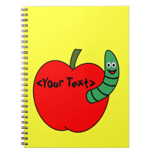 Red Apple Green Wurm Notizblock