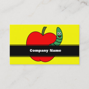 Red Apple Green Wurm Visitenkarte