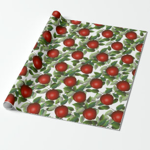 Red Apple Greenery Geschenkpapier