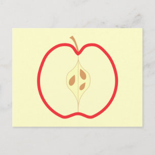 Red Apple Half, auf cremefarbenem Hintergrund. Postkarte